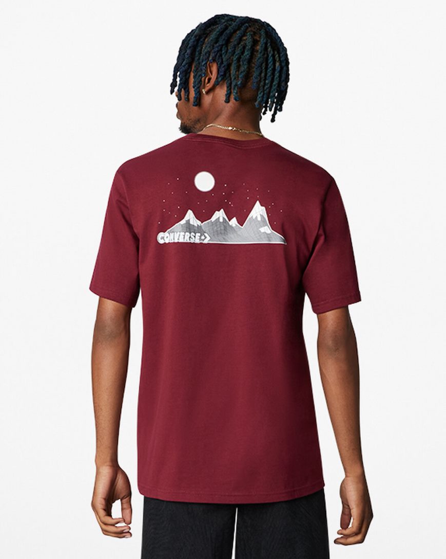 Men's Converse Moon Mountain Graphic T-Shirts Dark Red | AU 51C43L